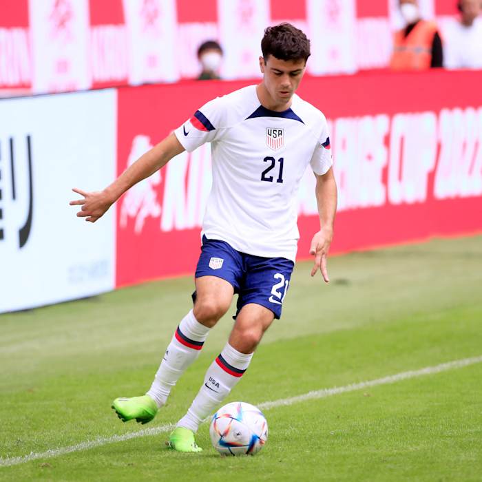Giovanni Reyna pictured in action for the USMNT in September 2022
